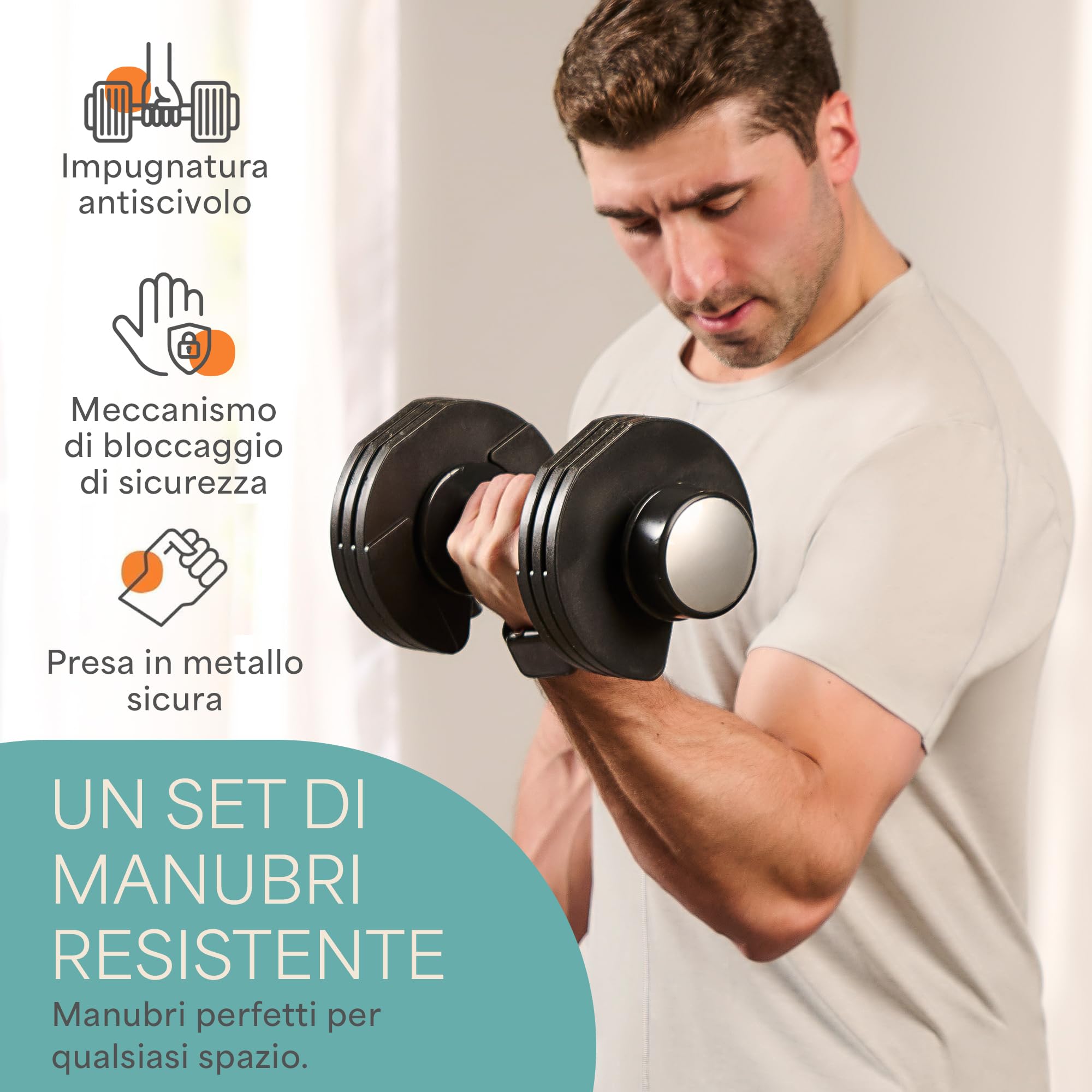LifePro Set di Manubri Regolabili da 2 x 11,34 kg (25 lb) - Set di Pesi con Impugnatura Antiscivolo e Meccanismo di Bloccaggio di Sicurezza per Palestra Domestica