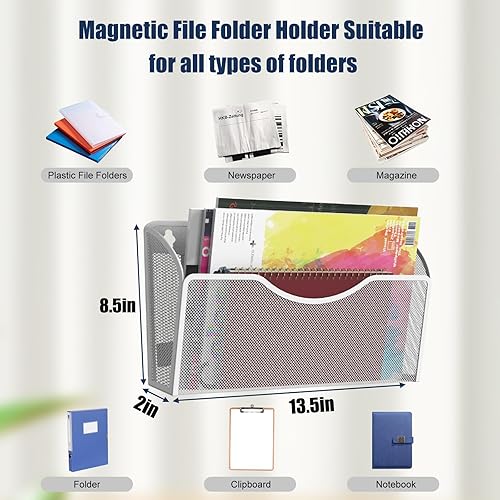 Miniatura 3 de Soporte magnético para archivos, organizador de carpetas de archivos, 1 bolsillos, estante de revistas colgante de oficina para archivadores,