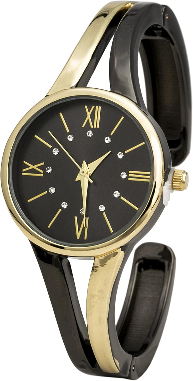 Blekon Collections Womens 28mm Case Multicolored Semi Opening Cuff Bangle Watch