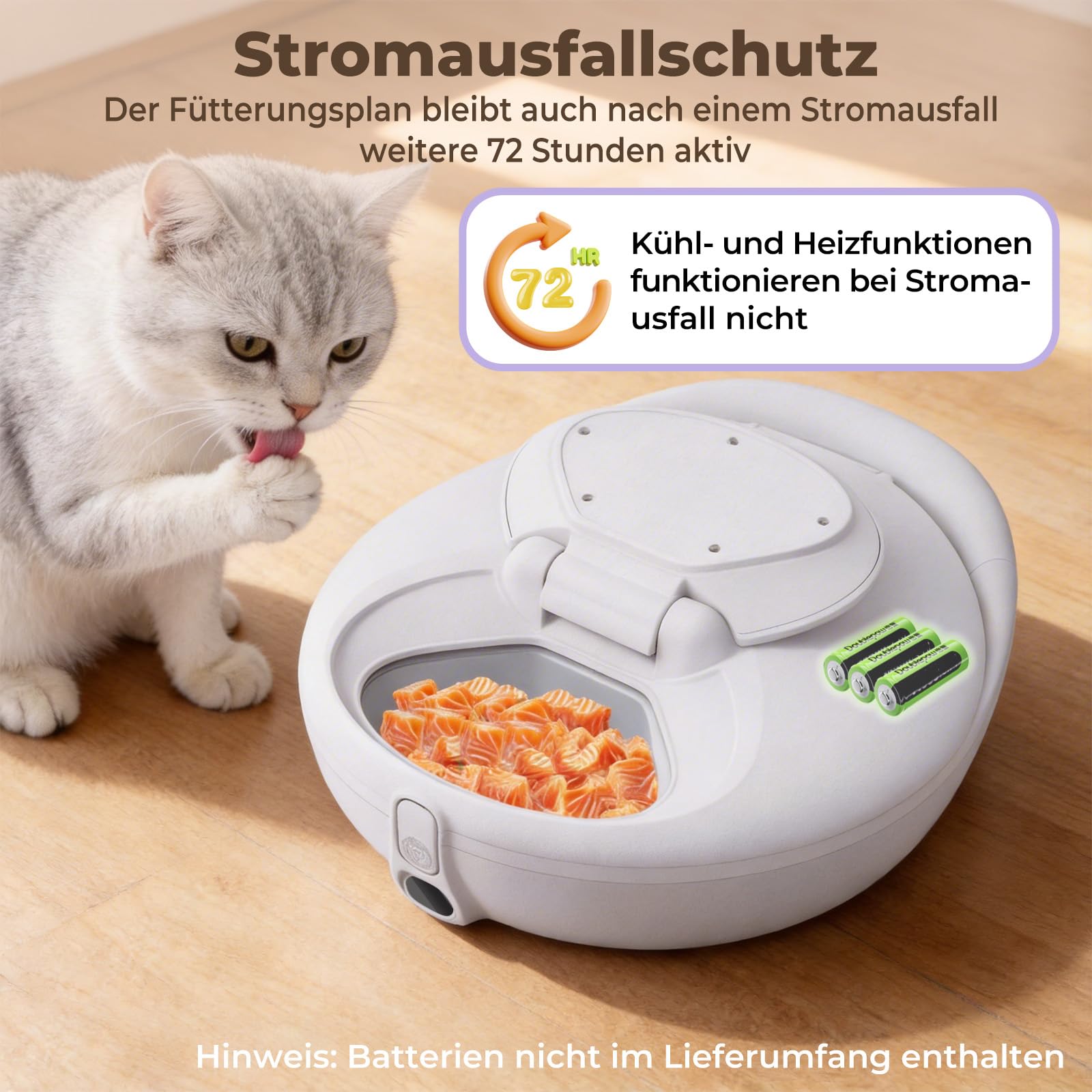 Futterautomat Katze Nassfutter - Frisch bis 4 Tage, Intelligenter Dual-Temp-Halbleiter-Kühl- & Heiz-Automatischer Katzenfutterspender mit multifunktionaler App, 4 Frischmahlzeiten, Infrarotsensorik