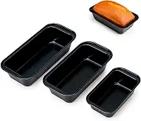 Kit 3 Formas Antiaderentes para Assar Pão, Forma de Pao, Forma para Pao, Ideal para Pães e Bolo, Fácil de Desenformar e Limpar (Preto)