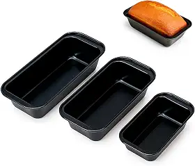 Kit 3 Formas Antiaderentes para Assar Pão, Forma de Pao, Forma para Pao, Ideal para Pães e Bolo, Fácil de Desenformar e Limpar (Preto)