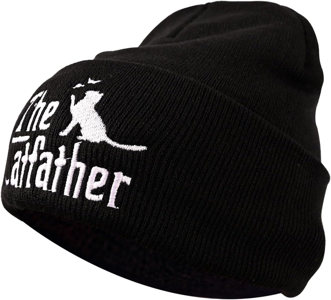 Cat Dad Beanie Hat Winter Cuffed Knit Hat Skull Watch Cap Embroidery Fisherman Beanies for Women Men Unisex - Image 8