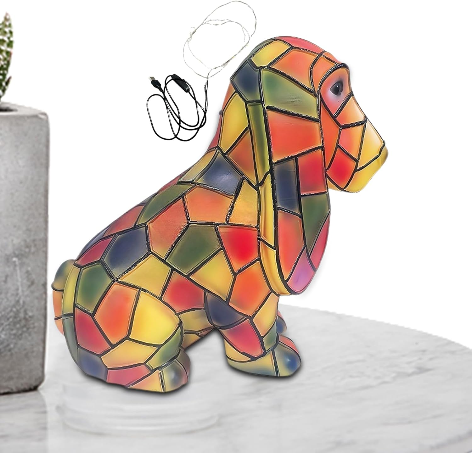 Cute Lamp Cute Desk Lamp Resin LED Desk Light Hand-Painted Stained Pet Memorial Decoration Vintage Ambient Lighting for Hospital Bed Children's Room Living Room Children's Room