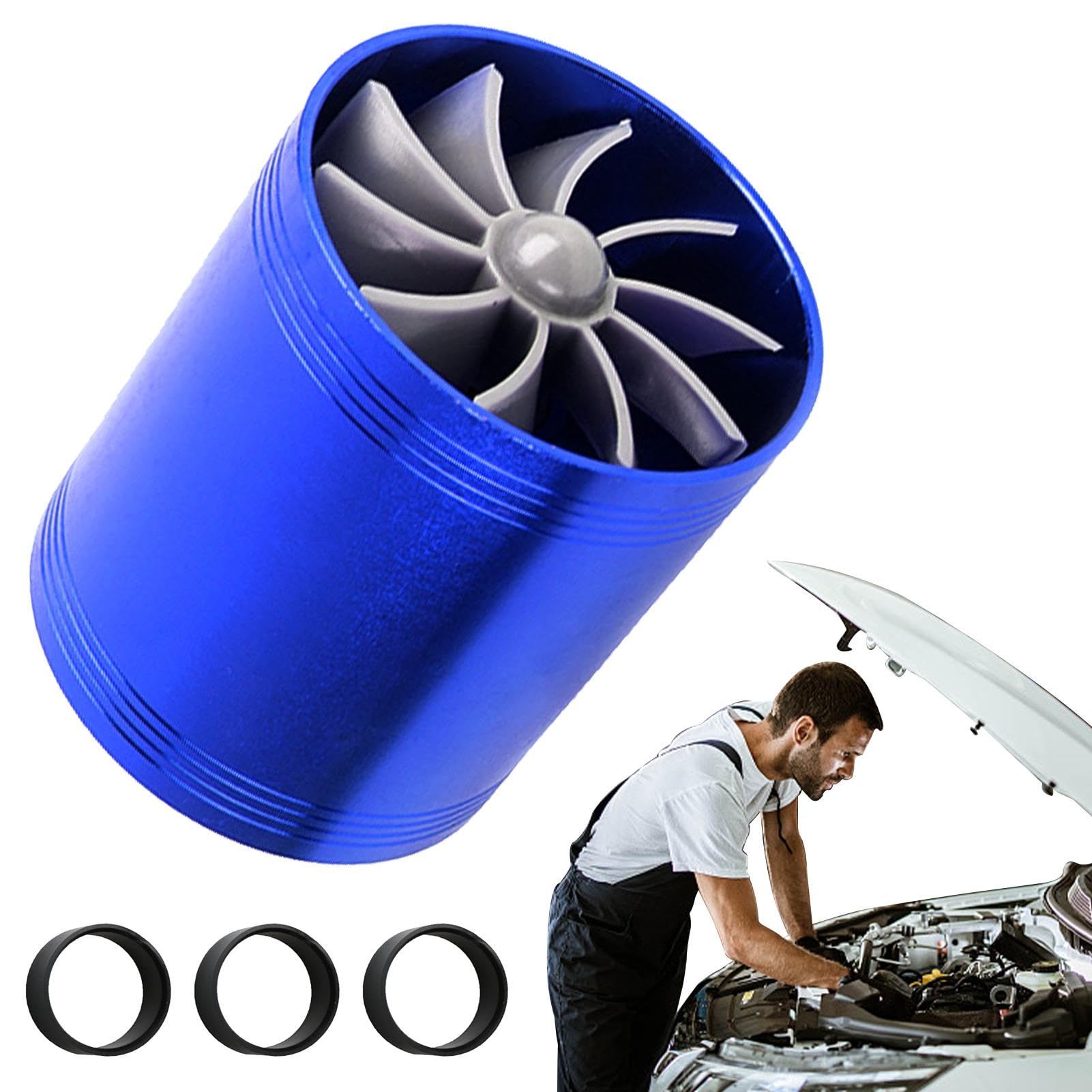 Auto-Lufteinlassturbine 2,5 Zoll – Doppelseitiger Ventilator Für Mehr Leistung & Ölsparnis (5–15 %), Inkl. 3 Gummiringe, Passend Für Saugmotoren