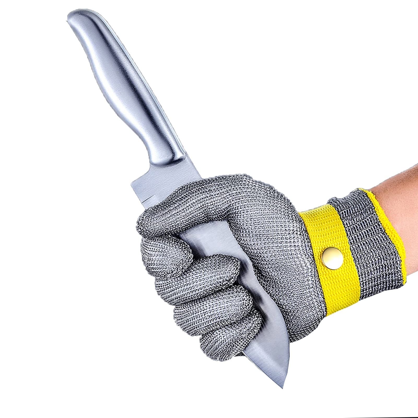 WXYZ Guantes Antideslizantes, alambres de Acero Inoxidable Guantes de Seguridad de carnicería Nivel 5 Protección, Guantes de Trabajo de Seguridad para Cortar Carne y Pesca