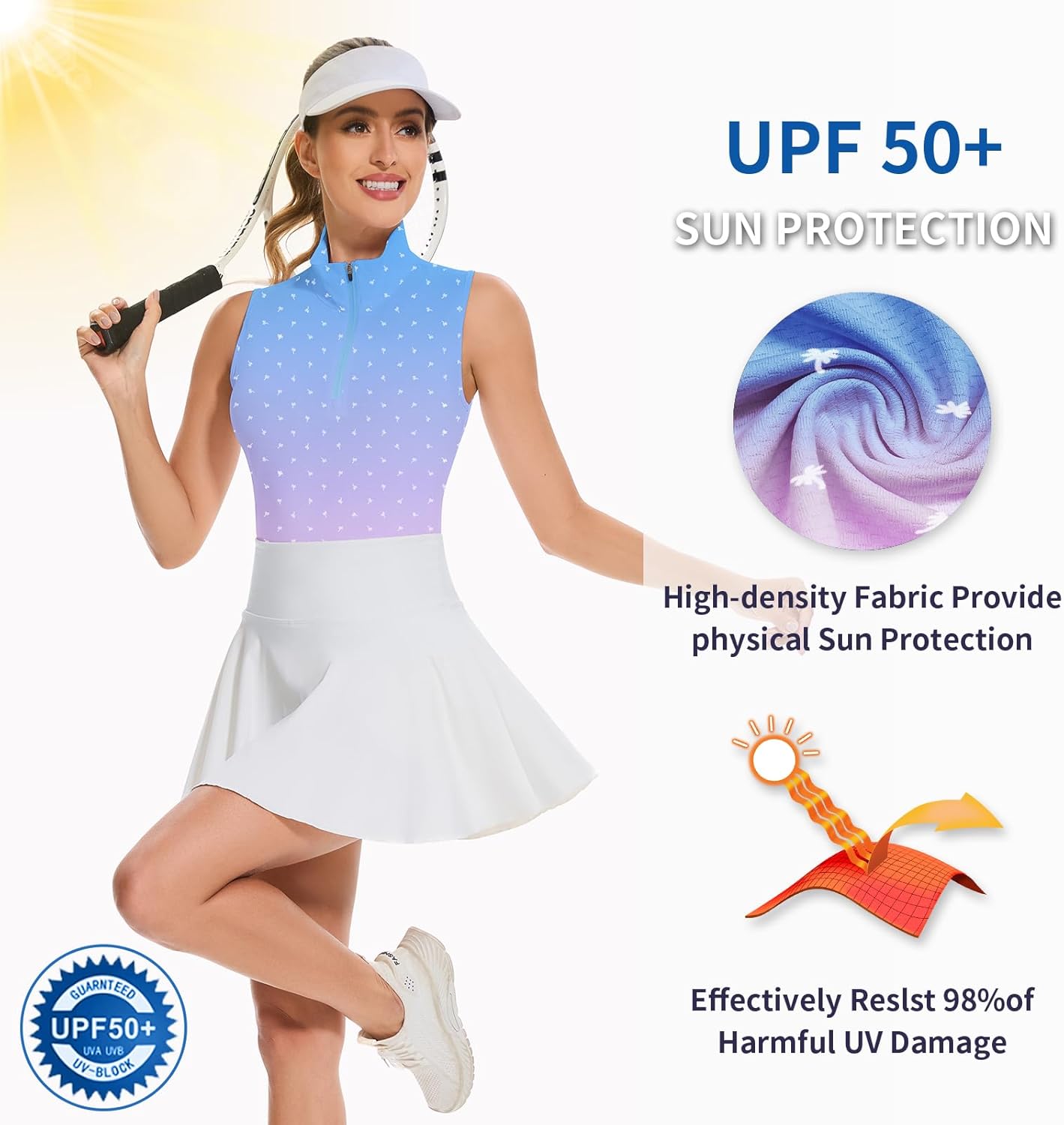 Soneven Women's Sleeveless Golf Shirt Racerback Polo Shirts with Pockets Tennis Tops Golf Tanks Pickleball Shirts - Image 4