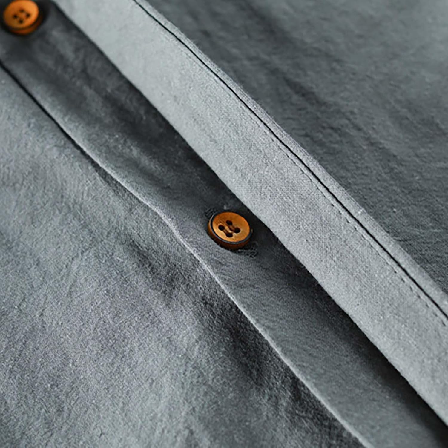 JOFOW Men's Long Sleeve Shirts Soulona Katana Vintage Soft Linen Japan Style Button Down Shirts