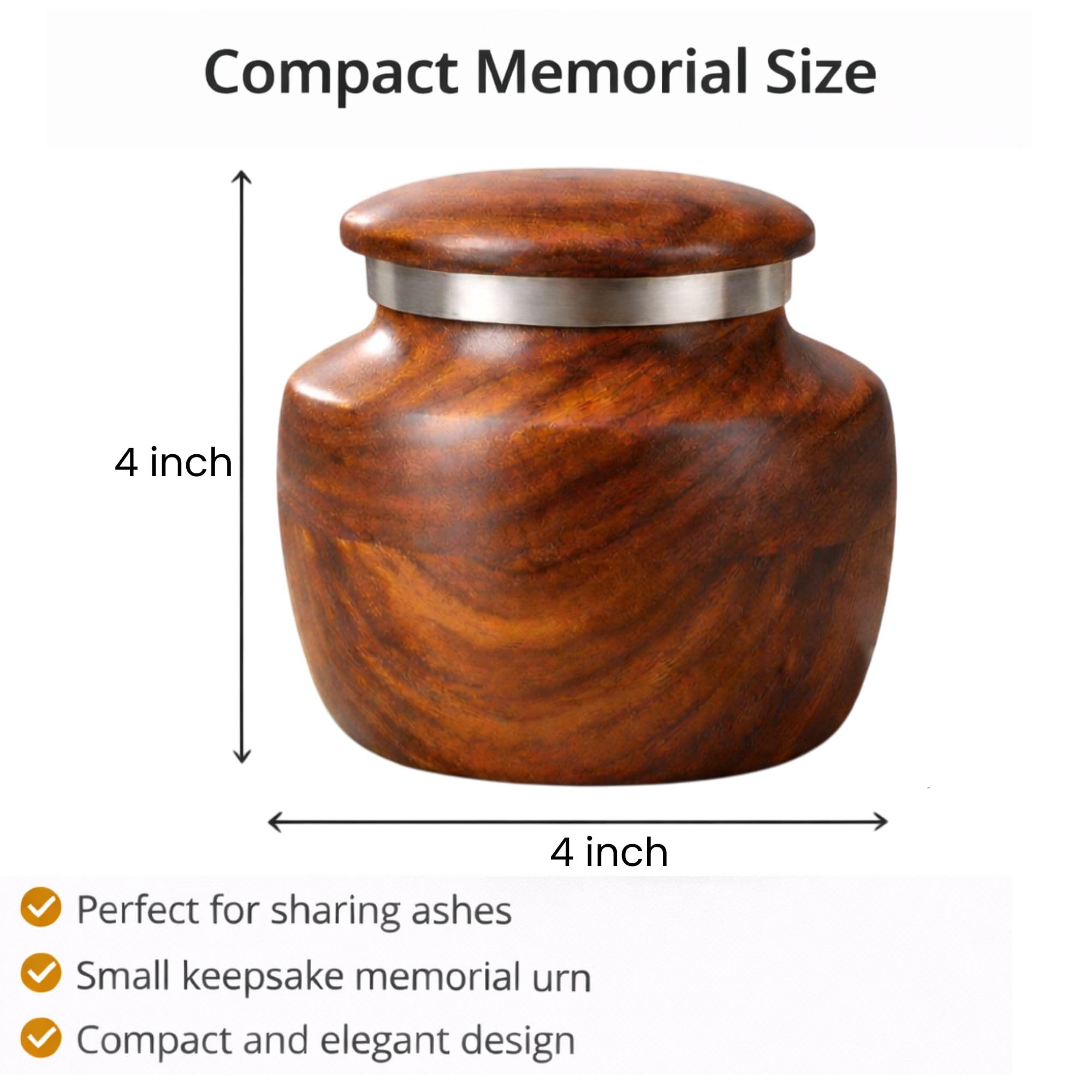Amazon.co.jp: 人間の遺灰用木製火葬骨壺 – 金属製リング蓋付き無垢材