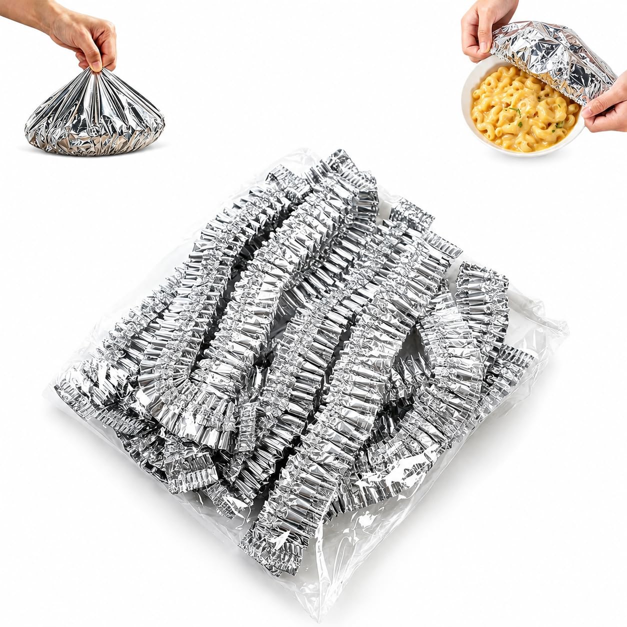 Aluminium Foil Covers for Food, 2026 Upgrade Stretchy Foil Food Covers, Reusable Foils Food Covers Elasticated, Heat-Insulating, Freshnes, For Bowls, Pots (30)