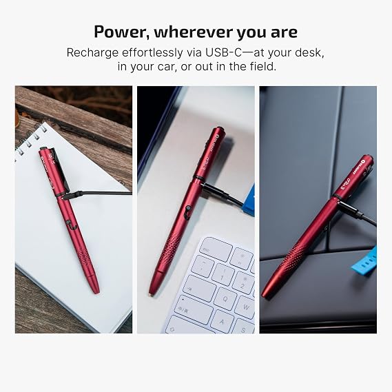 OLIGHT O'Pen 3 Pen Light, USB-C Rechargeable EDC Flashlight, Wine Red