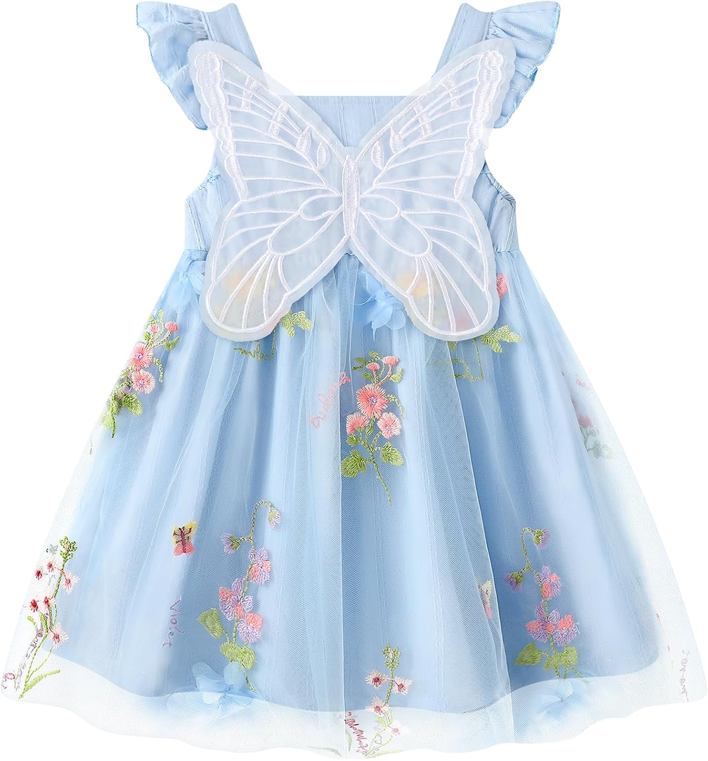 Toddler Girl Tulle Dress Casual Summer Floral Fairy Sundress for Girls Outfits Birthday Wedding Party 1-5T