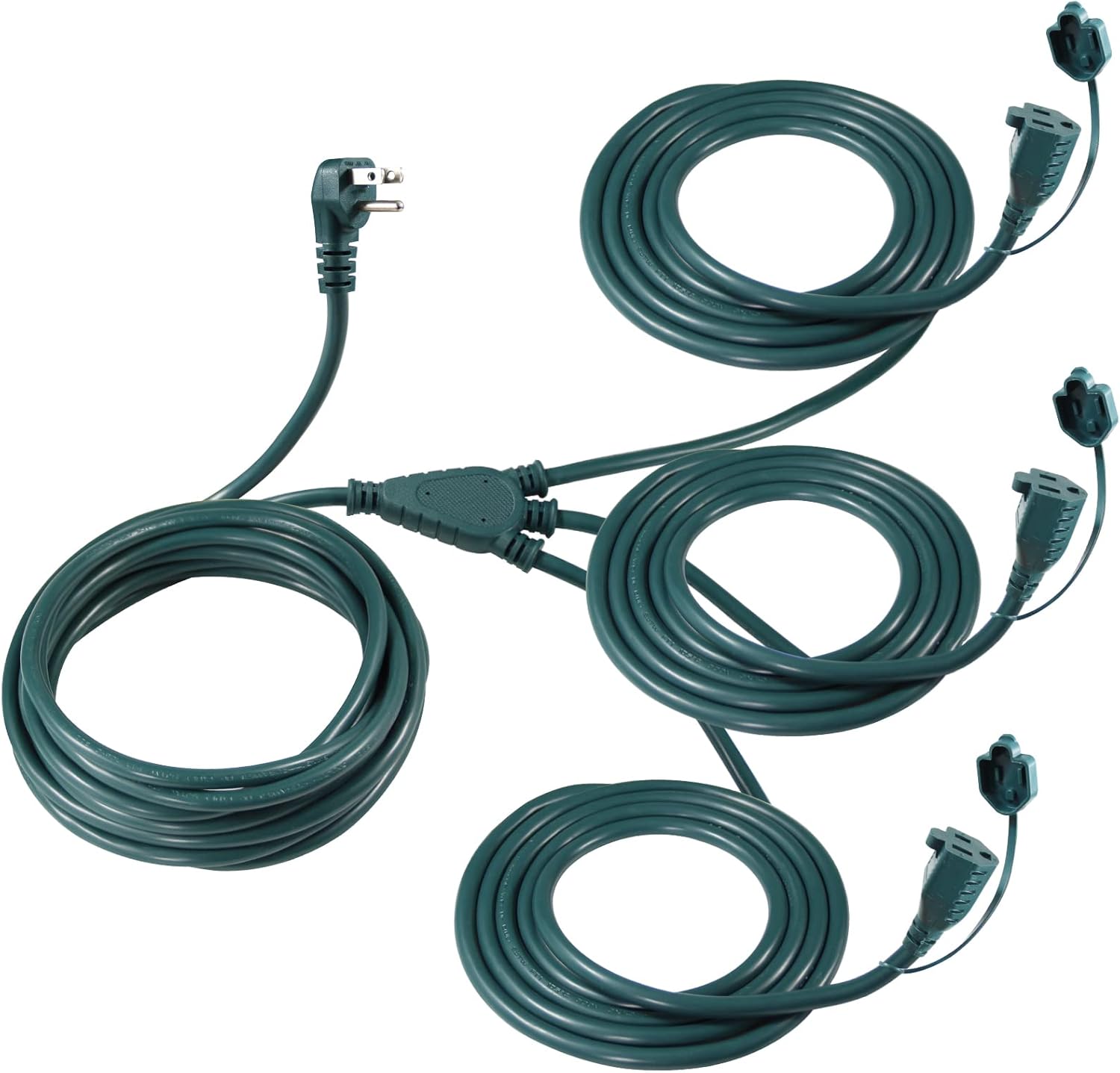 KUNCAN 3Outlet Outdoor Power Cord Splitter 90Degree 3 Prong Flat