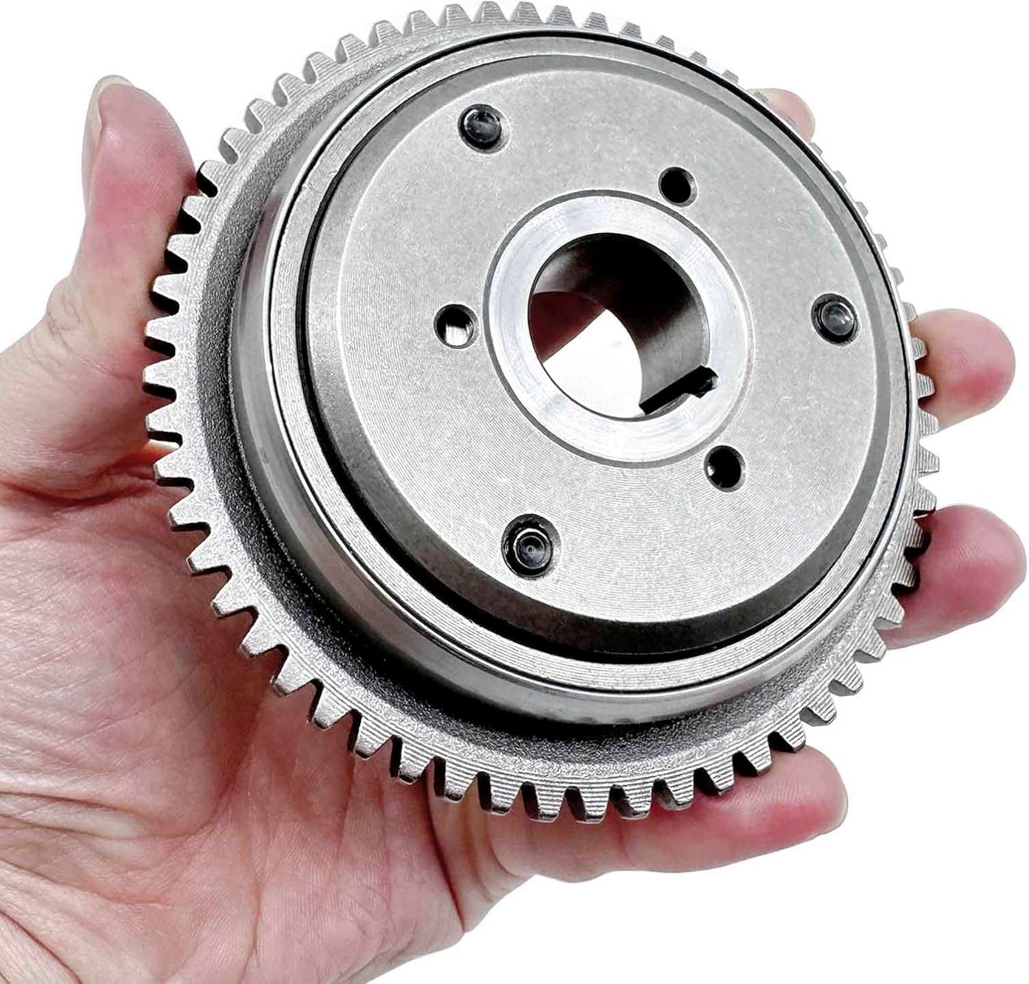 4PCS Starter Clutch Kit Flywheel Puller & Nut + Clutch Lock Spanner Tool for GY6 Scooter 125cc 150cc 152QMI 157QMJ Engine Models ATV