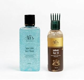 ATI's Naturals Combo Pack Aqua Glow Face Wash 100ml + Jadi Butti Hair Oil 100ml | Hydrating Face Wash & Herbal Hair Oil fo... Price In India