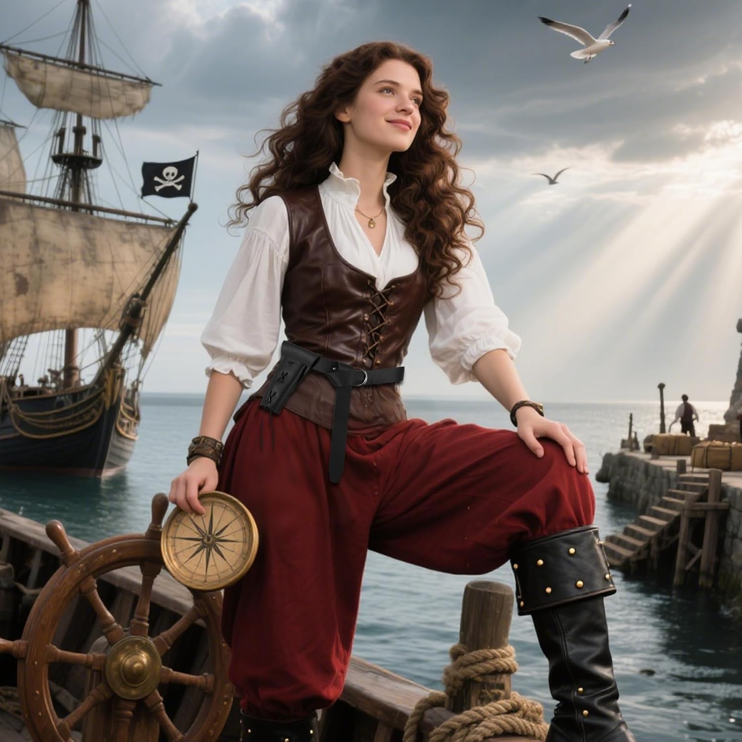 Medieval Leather Sword Belt Dagger Frog Renaissance LARP Accessories for Knight Warrior Cosplay - Image 4