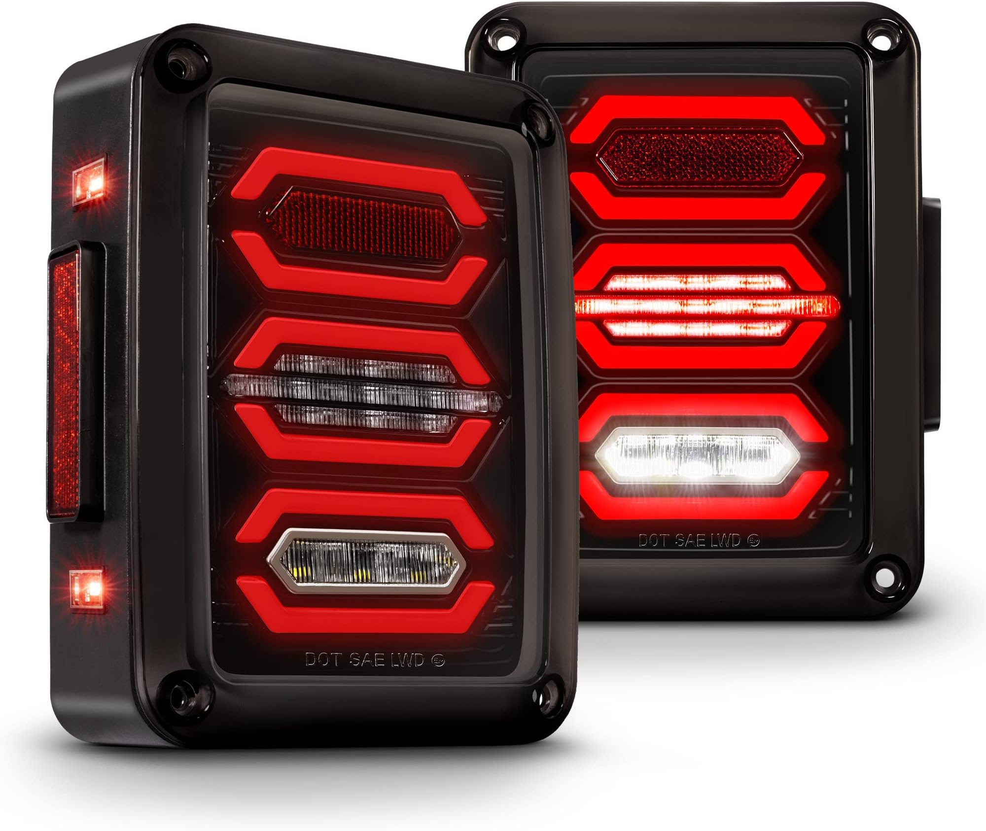 ONLINE LED STORE TRUE MODS Rear Tail Light Replacement for Jeep Wrangler [Hexagon Design] [Smoke Lens] [Plug n Play] Brake Light for Jeep Wrangler JK JKU Unlimited Accessories 2007-2018