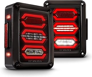 TRUE MODS LED Rear Tail Light Replacement for Jeep Wrangler [Hexagon Design] [Smoke Lens] [Plug n Play], LED Brake Light for Jeep Wrangler JK JKU Unlimited Accessories 2007-2018