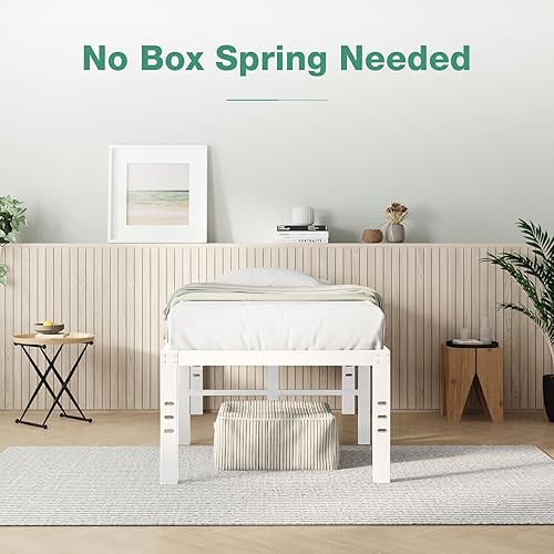 Miniatura 109 de Novilla - Base de cama matrimonial, plataforma de metal de 14 pulgadas, con espacio de almacenamiento debajo de la cama, soporte de listones de