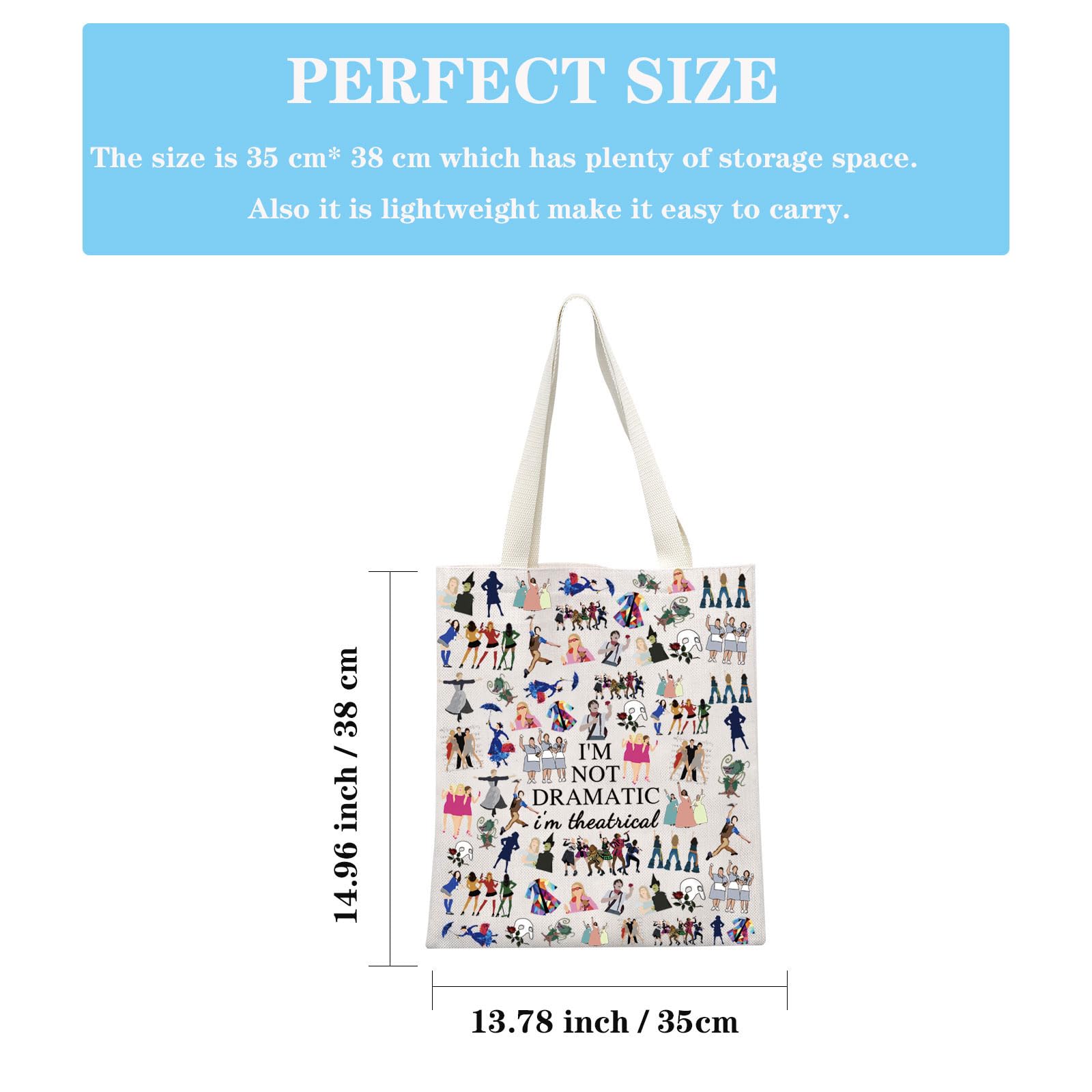 JTOUK Broadway Musical Gift Makeup Bag Theatre Bag I'm Not Dramatic I'm Theatrical Musical Theatre Gift West End Broadway Zipper Pouch (I'm Theatrical Tote EU) - Image 2