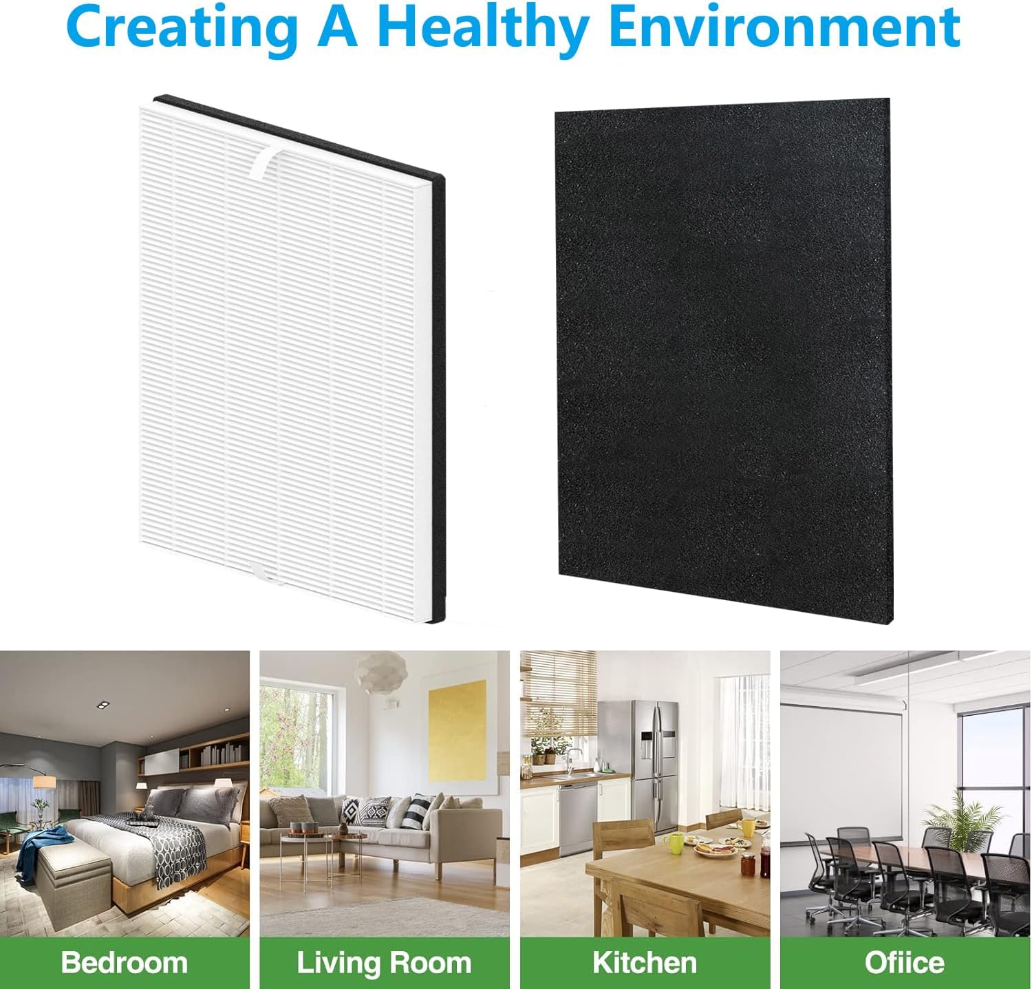 MD1-0043 Replacement Filter Compatible with Sharper Image PURIFY 3 Air Purifier Pre-Filter HEPA & Activated Carbon Filter for Bedroom Home Large Room, 2 Pack