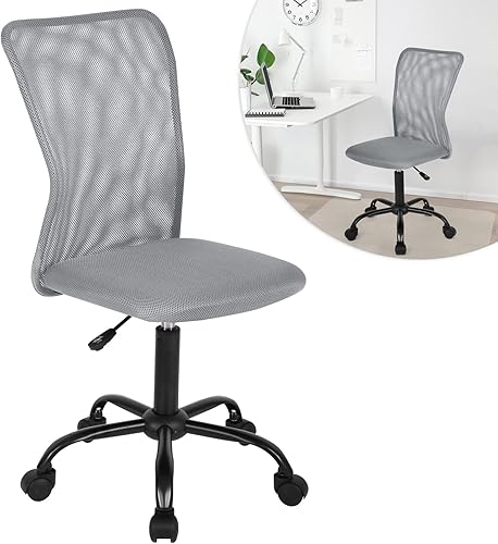 Miniatura 9 de Silla de oficina ergonómica sin brazos, silla de computadora de malla sin brazos, silla de trabajo de altura ajustable, silla giratoria con ruedas,