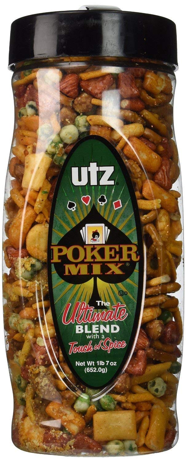 Utz Pub Mix 23 Ounce Barrel Crunchy Snack Mix with a