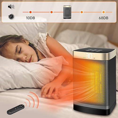 Miniatura 5 de Small Space Heater - Portable Electric Heater with Thermostat & Fan Modes for Home & Office, 50011001500W Adjustable Room Ceramic Heater with Remote