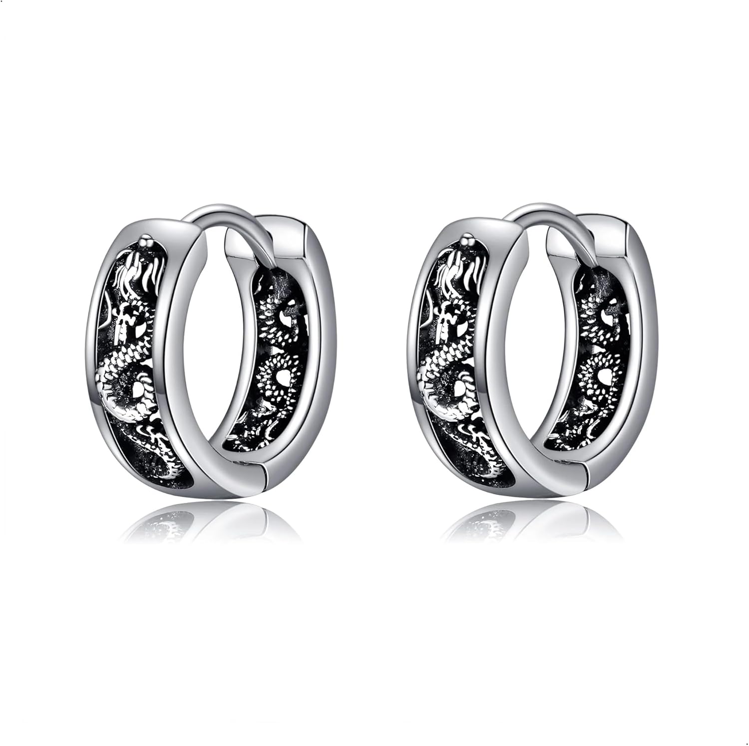 Dragon Earrings 925 Sterling Silver Dragon Huggie Hoop Earring Dragon Jewelry Birthday jewelry for Women Men