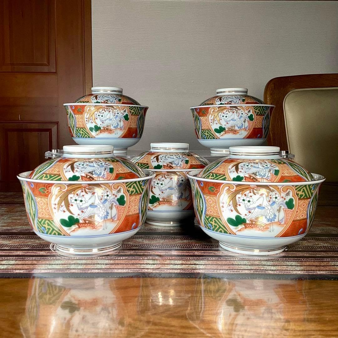 美濃焼 庫山窯 蓋付 丼 5客