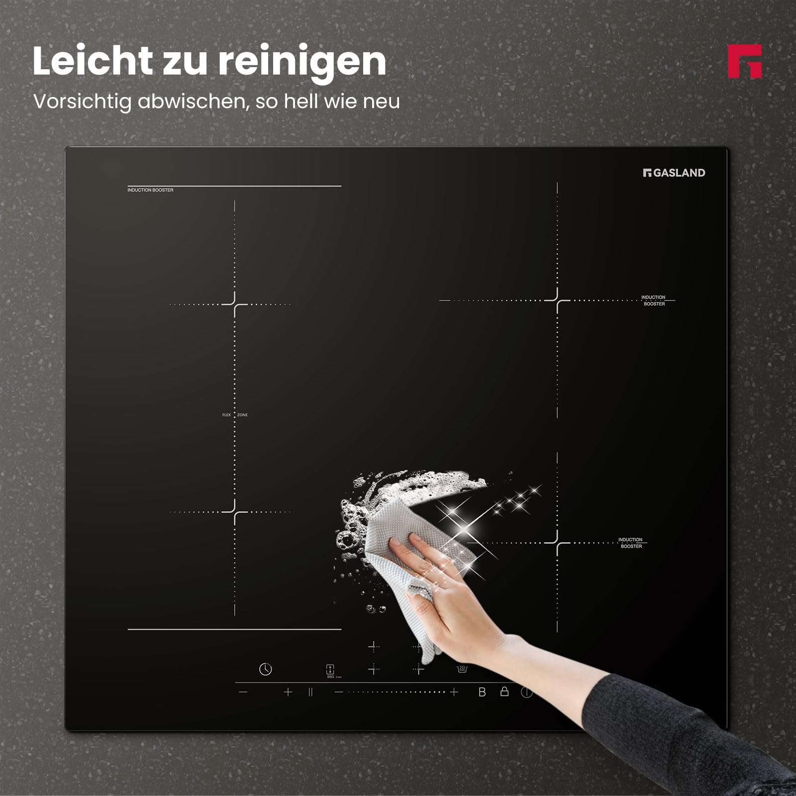 GASLAND IH604BF 60 cm Autarkes Induktionskochfeld mit ein Flexzonen, 4 Zonen Einbau Induktionskochfelder, FlexInduction für BBQ, PowerBoost schnelleres Kochen, 7000W (Ohne Bratpfanne)
