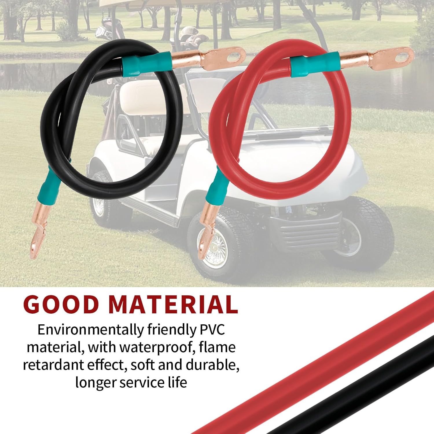 SYOWADA 36Ft Black Cable with 38Ft Red Cable Pure Copper Universal Battery Cable for Golf Carts Replacement for Yamaha EZGO Motor Battery Connection Cables