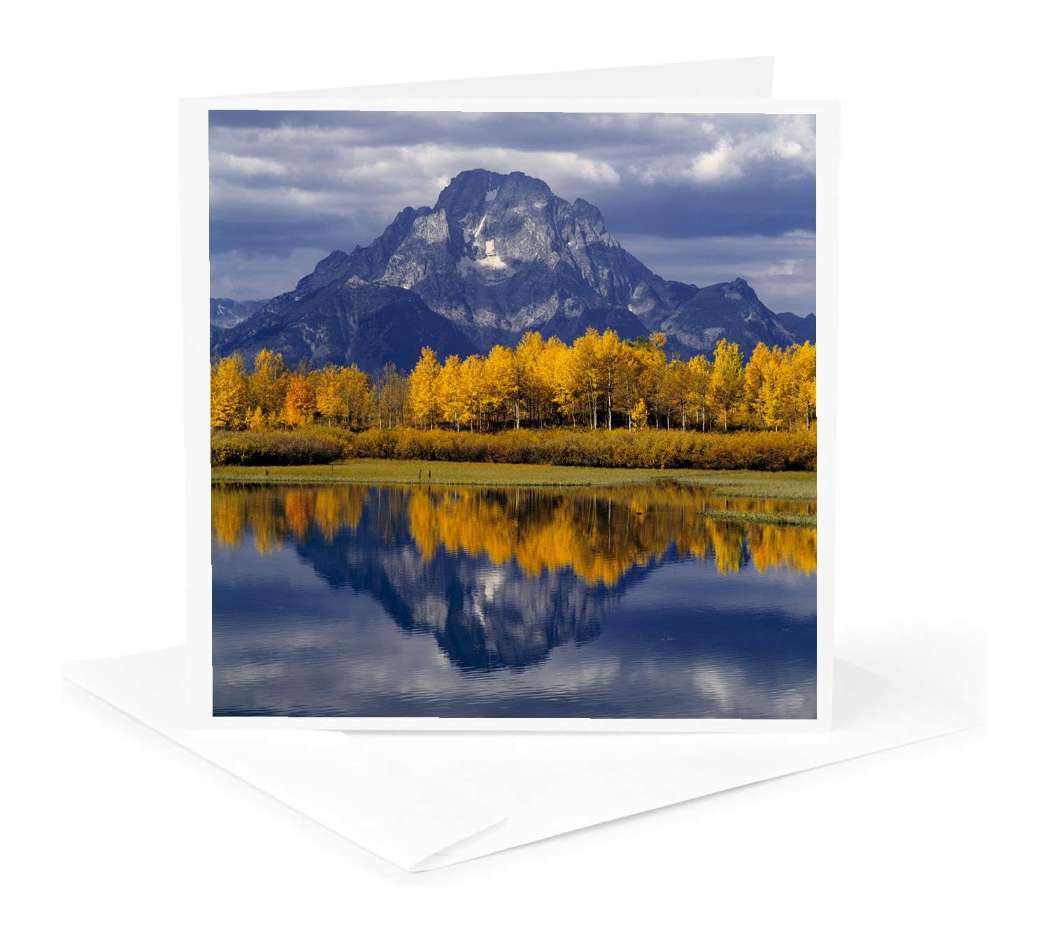 3dRose Greeting Card - Wyoming, Grand Teton NP, Fall aspen, Oxbow Bend - US51 RER0012 - Ric Ergenbright - Wyoming