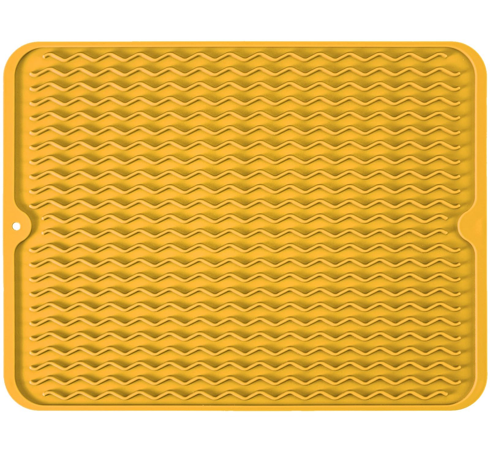 Silicone Dish Drying Mat for Multiple Usage, Easy clean, Eco-friendly, Heat-resistant Dish Drainer Mat for Kitchen Counter,Sink,Refrigerator or Drawer liner (18" x 16", Yellow) — image 1