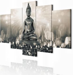 decomonkey Buddha Pictures, 200 x 100 cm, 5-Piece Wall Picture Large Canvas Picture…