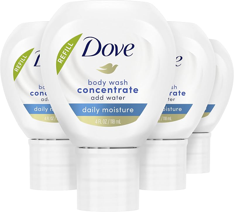 Refil Concentrado Dove Daily Moisture para Sabonete Líquido Corporal, Pacote com 4