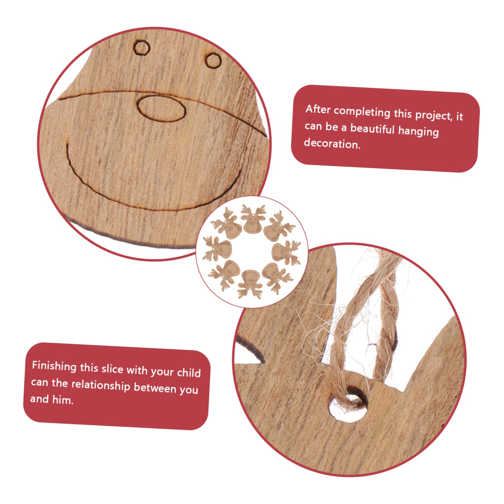 Lurrose 20 Pezzi Trucioli di Legno con Design Natalizio Fai da Te Manuale Graffiti Decorazione Appendere Regalo Creativo per Ragazzo e Ragazza