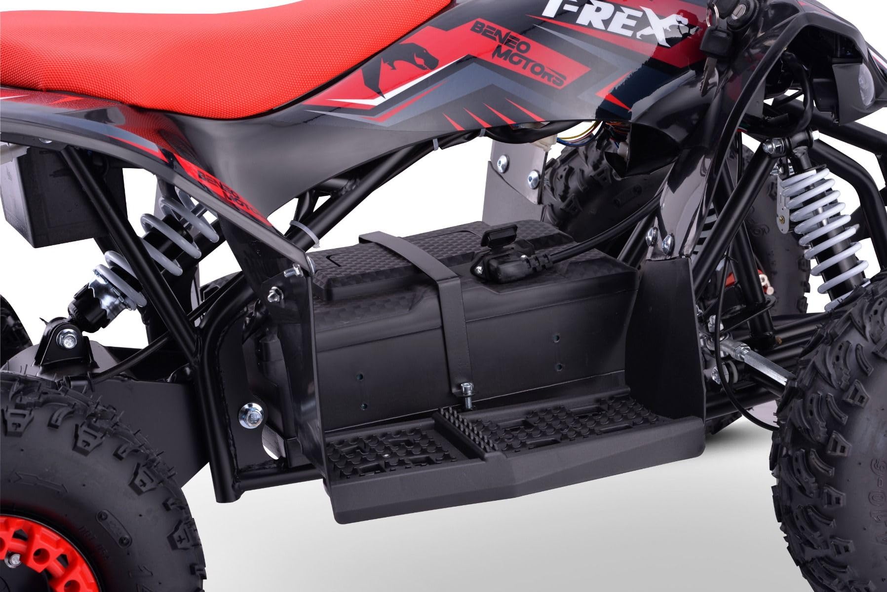 ATV électrique Quad pour Enfants T-Rex Rouge - 1300W, Batterie 48V (4 x 12V 12Ah), à partir de 6 Ans