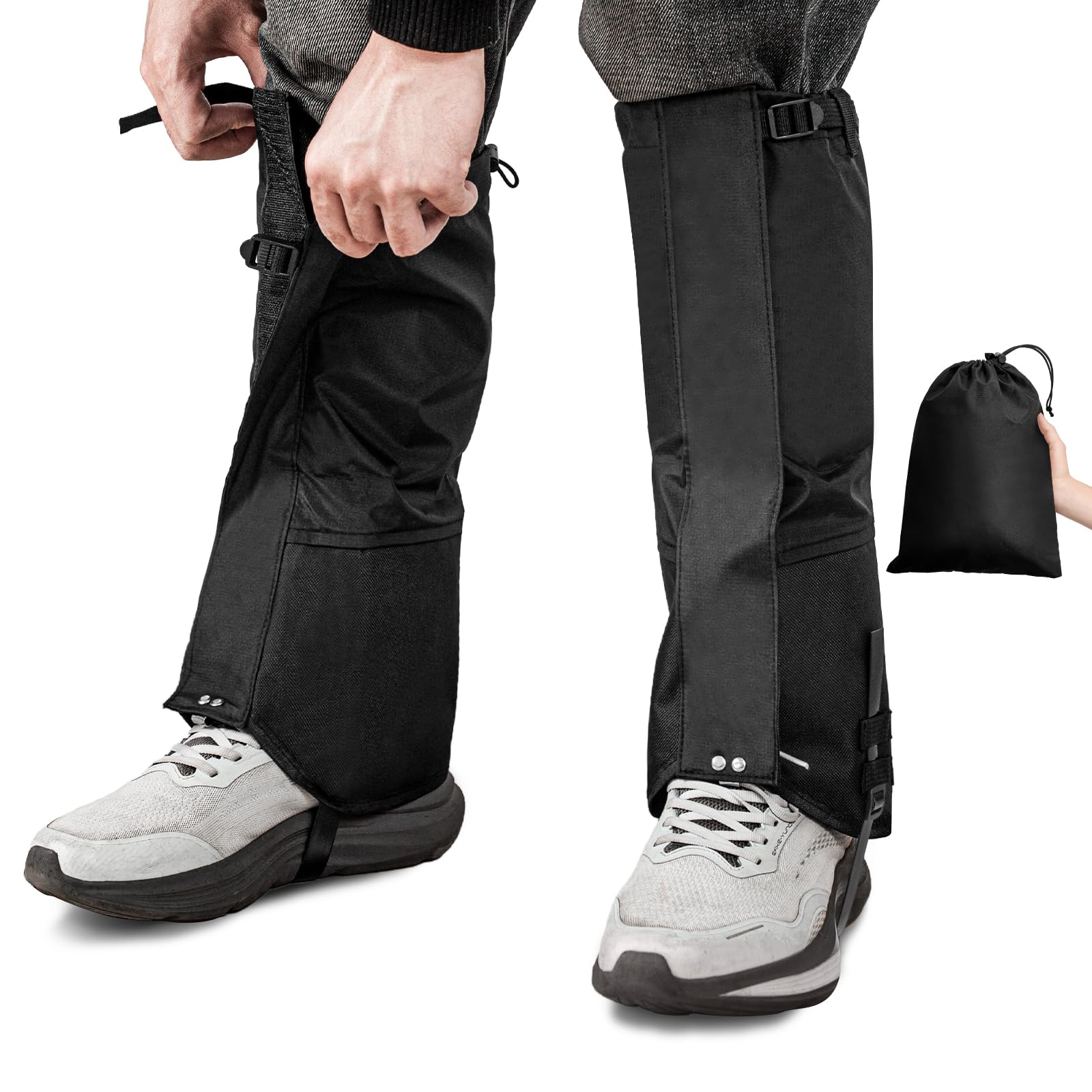 Pro - Polainas de pierna reforzadas de grado militar, 100% impermeables y ajustables, protectores de piernas todo terreno para senderismo, caza, raquetas de nieve y trabajo al aire libre