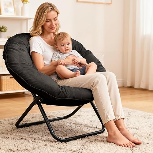 Silla platillo para adultos, niños, silla redonda plegable para dormitorio, dormitorio y juegos, asiento plegable y cómodo para espacios pequeños,