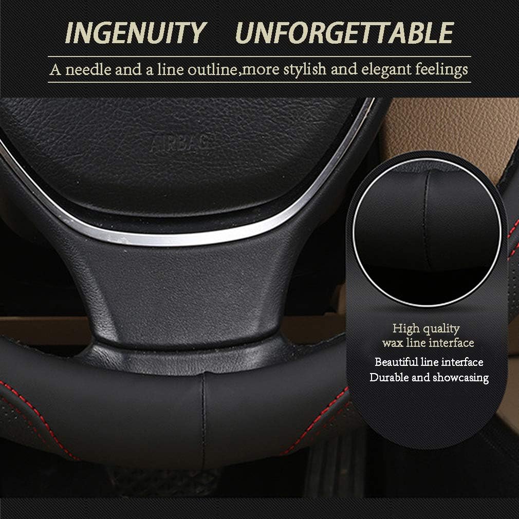 Car Steering Wheel Cover with Durable PU Leather, Universal 15 inch Fit for Car Truck SUV, Breathable Anti Slip Auto Steering Wheel Covers for Men and Women