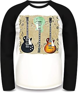 Gibson Les Paul Guiter T Shirt, Gibson Les Paul Guiter Long Sleeve T Shirt, Men's Top, Baseball Long Sleeve Top with Raglan sleeves
