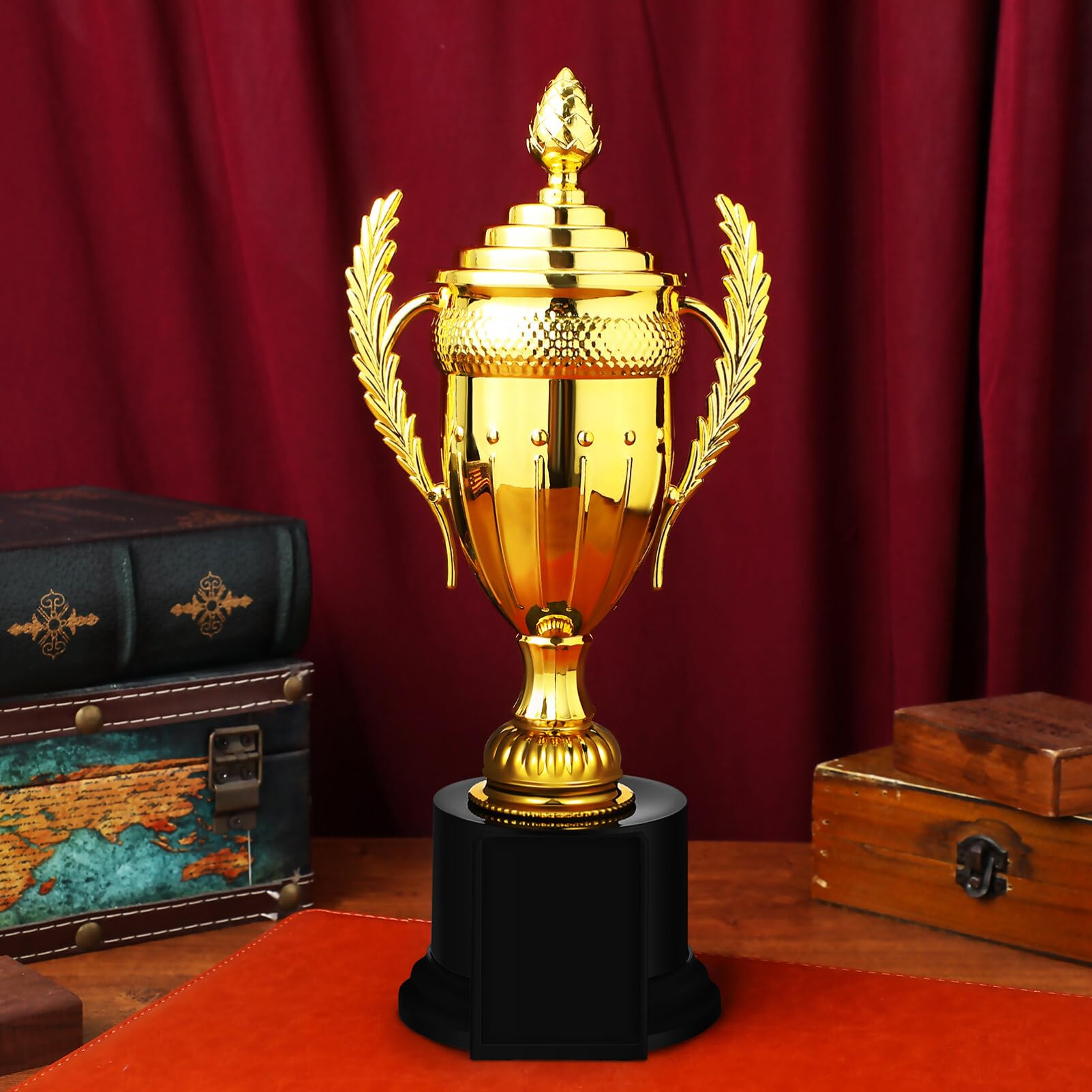Didiseaon Awards Gold Cup Trophy Golden Trophies Cup with Lid and Round Base, 11