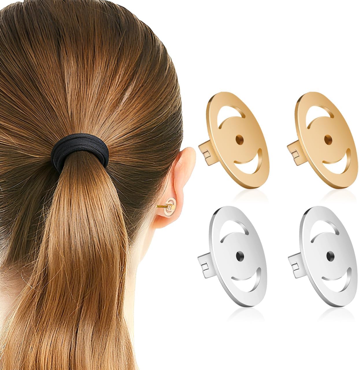 DOITOOL Locking Earring Backs Earring Back Supports for Droopy Ears Secure Fit Replacement Backs for Studs Hoops and Dangle Earrings Easy to Attach and Remove 2 Pairs