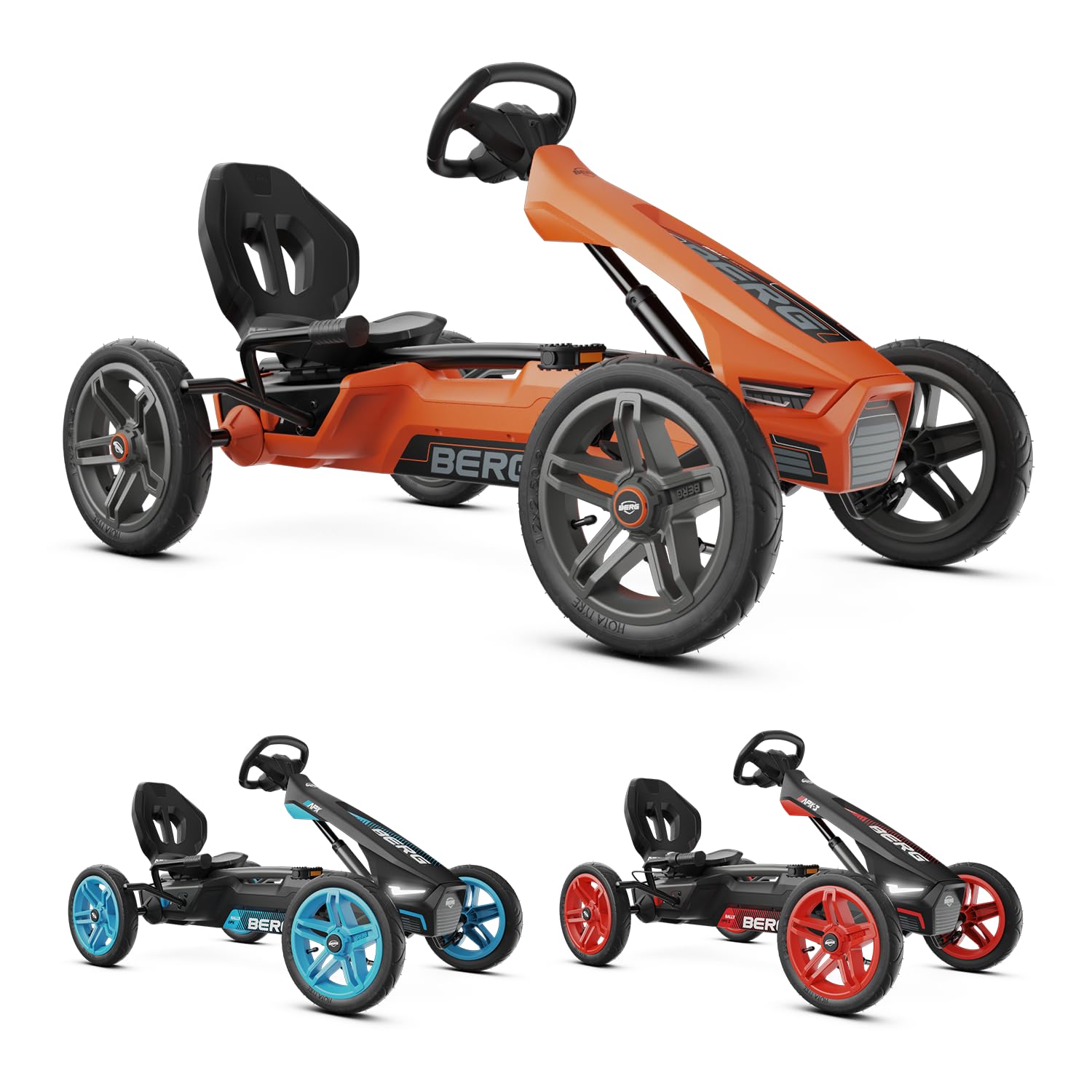 BERG Rally NRG Orange | Gokart für Kinder ab 4 Jahre | Pedal-Gokart | Tretfahrzeug mit verstellbarem Sitz | Robustes Kinderfahrzeug für draußen