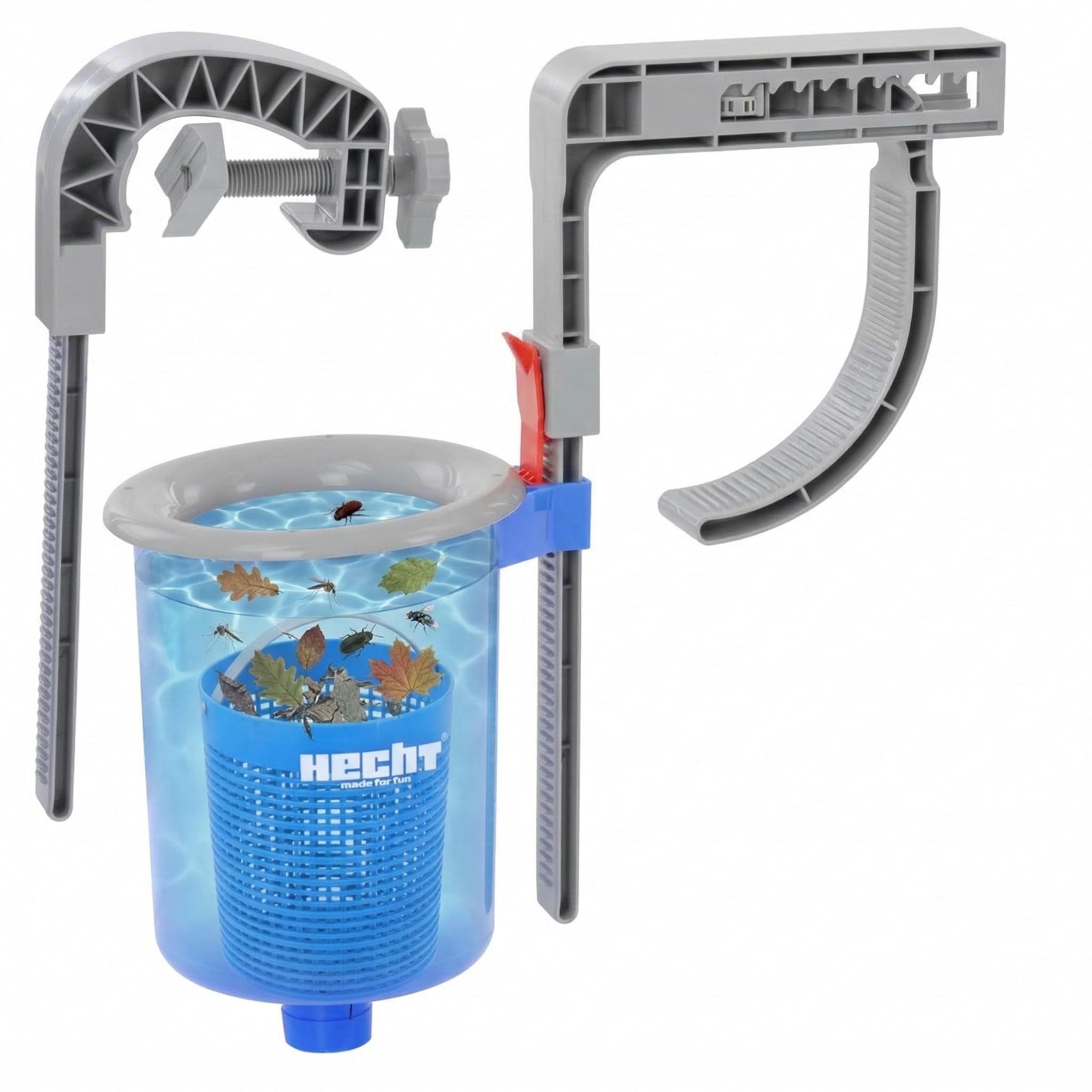 Hecht Pool Skimmer für Aufstellpool Framepool 32/38 mm | Einhängeskimmer und Oberflächenskimmer mit Filterkorb, Adapter und Halterung für Aufstell- und Stahlwandpools
