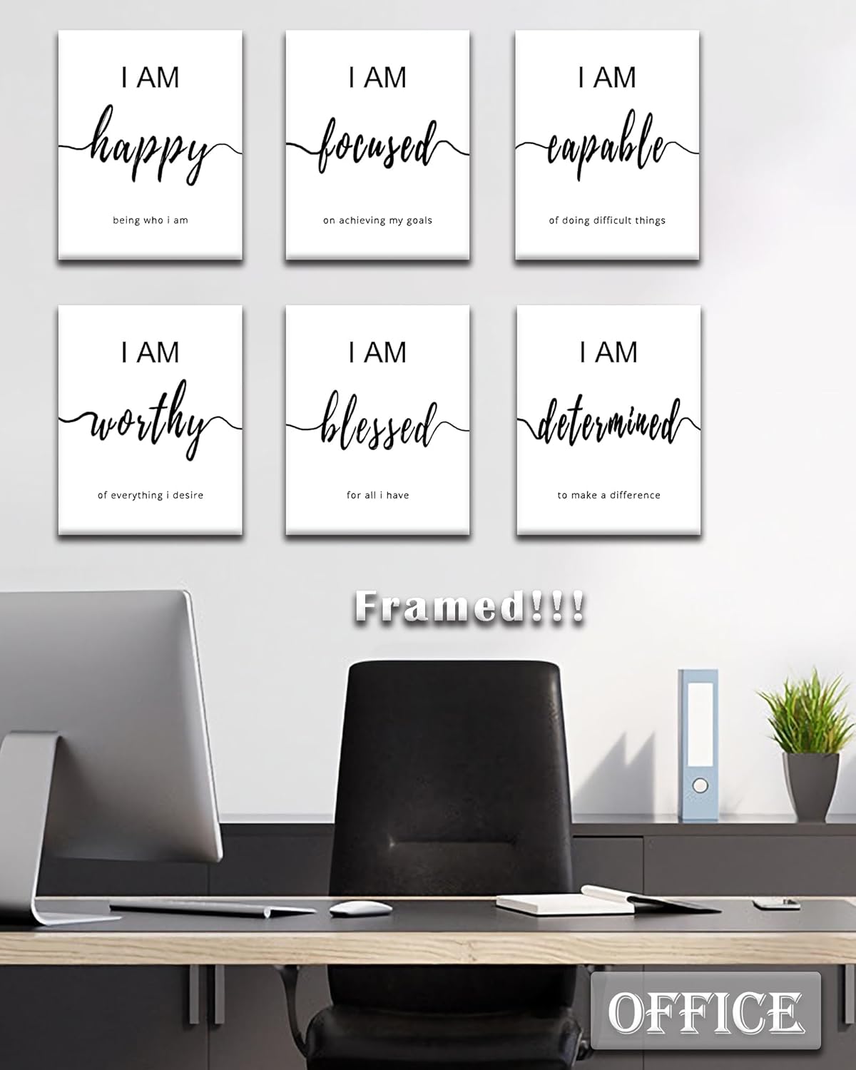 Drsoum Inspirational Wall Art Office Decor, Motivational Wall Art Prints for Office Bedroom Living Room Classroom, 8"x10",FRAMED