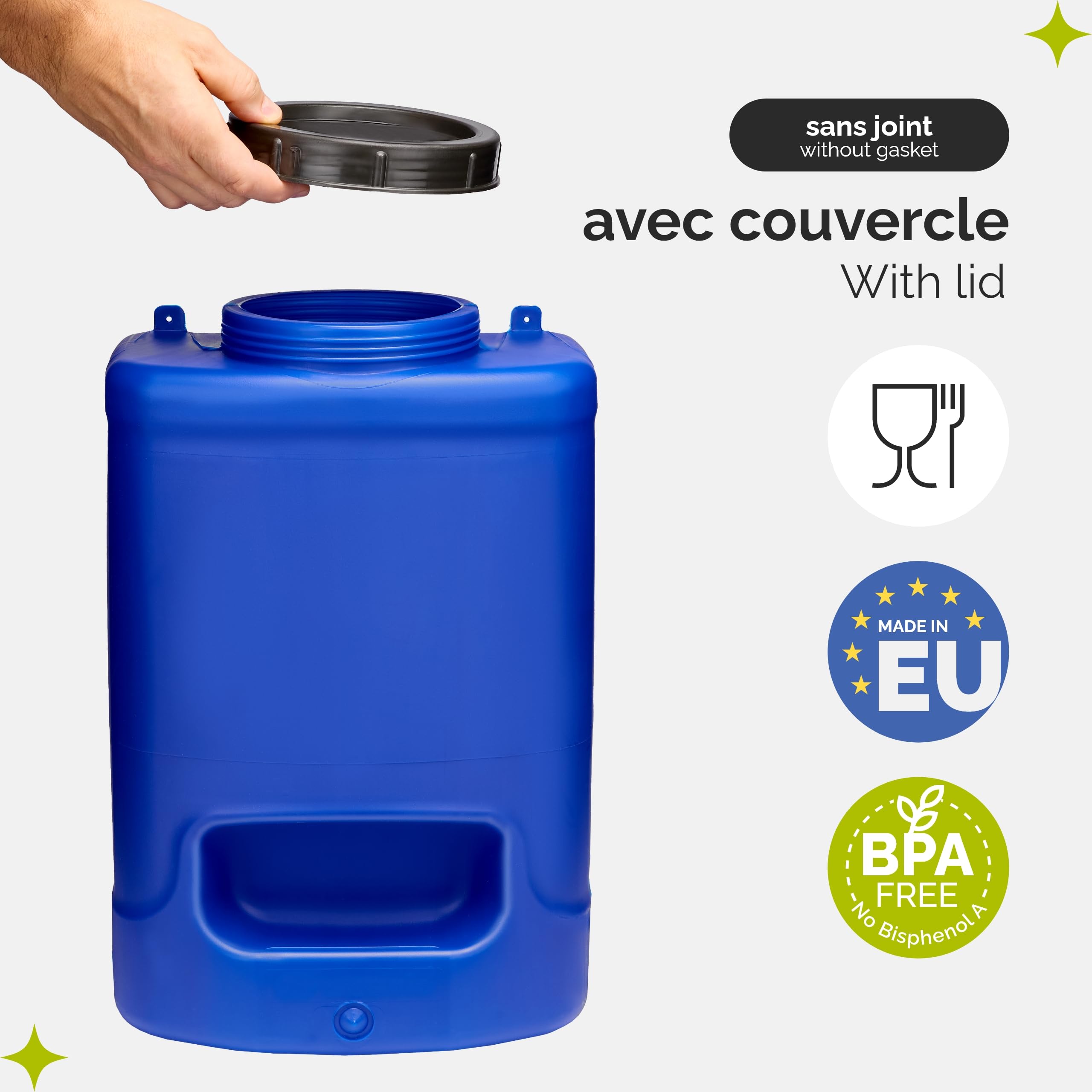 Jerrican Eau 20L avec Robinet sans BPA Alimentaire Etanche Camping Car Bleu