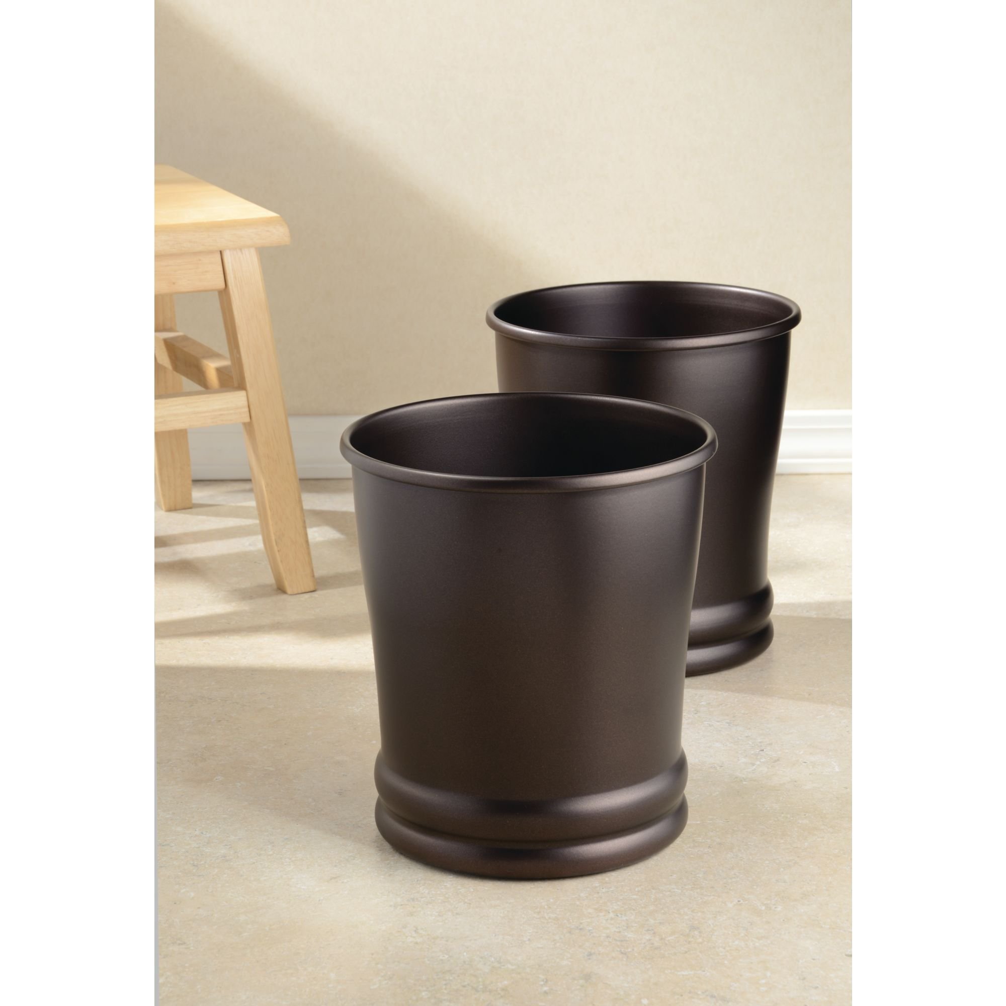 Case of 18 - Deskside Trash Wastebasket Container in Sturdy Black Plastic, Small, 13-5/8 Quart (3.4 Gallon)