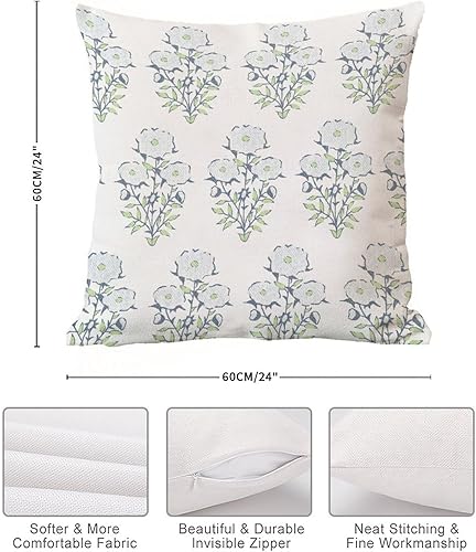 Miniatura 7 de Mughal - Funda de almohada estilo chinoiserie, funda de almohada asiática de 24 x 24 pulgadas, decoración rústica del hogar para sofá, sala de